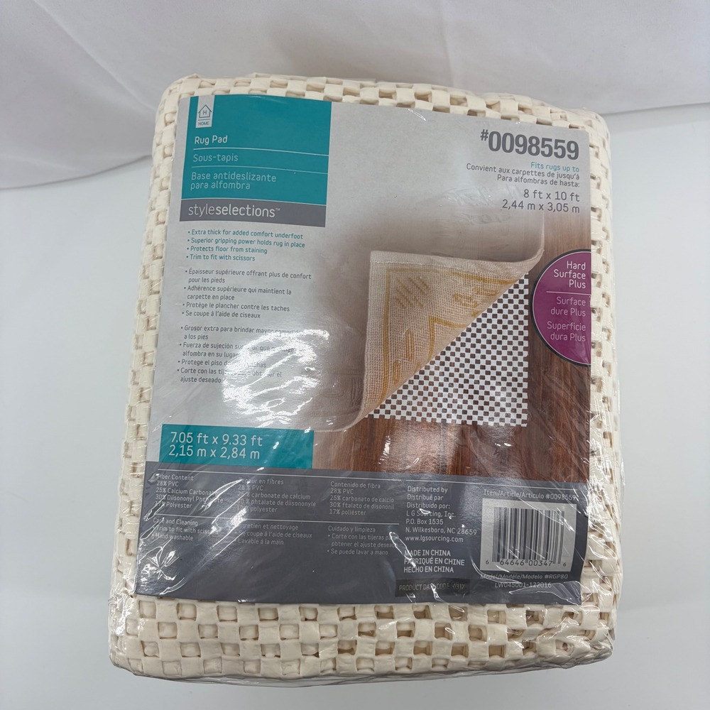 Style Selections 8x10 Hard Surface Plus Extra Thick Rug Pad 7.05 x 9.33 0098559